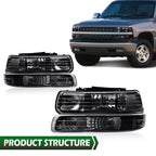 Pair Clear Lens Black Housing Headlights for Silverado/Suburban (1999–2006)