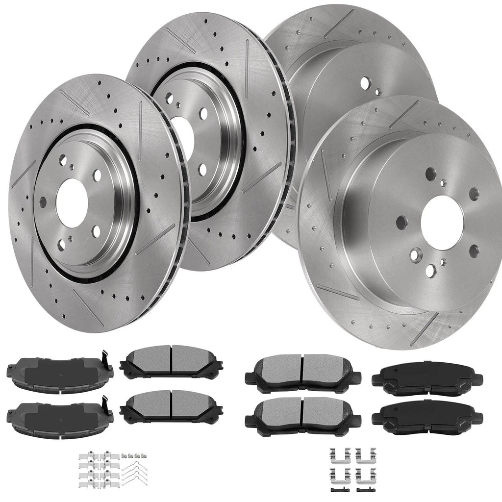 Set of 4 Brake Rotors & Ceramic Pads for Toyota Highlander (2008–2013)