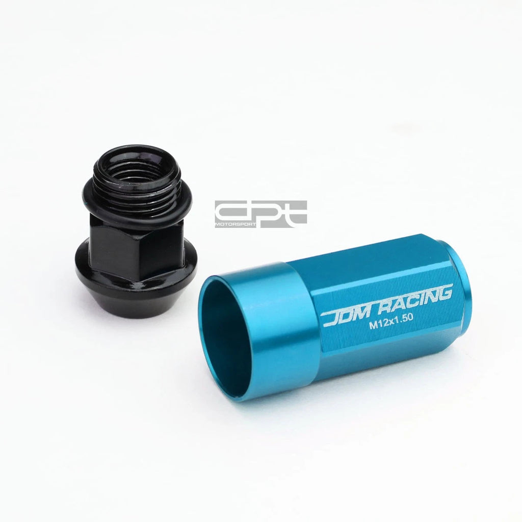 Set of 20 M12X1.5 Sky Blue Aluminum Lug Nuts with Caps for JDM Vehicles
