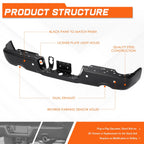 Rear Bumper Bar for Dodge Ram 1500 Classic (2009–2024) w/Dual Exhaust, Park Sensor Hole
