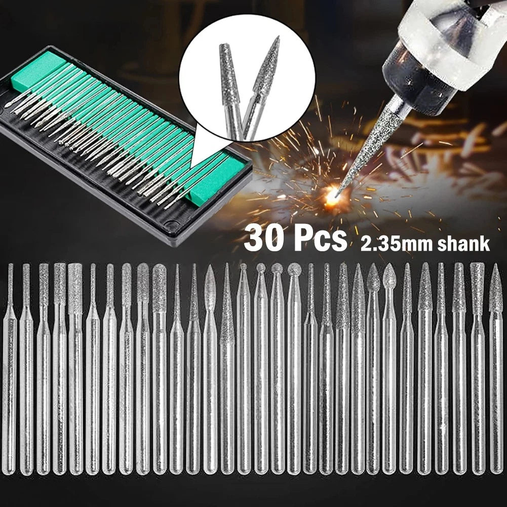 Diamond Bur Set 2.35mm for Automotive Tools (Approx. 45mm)