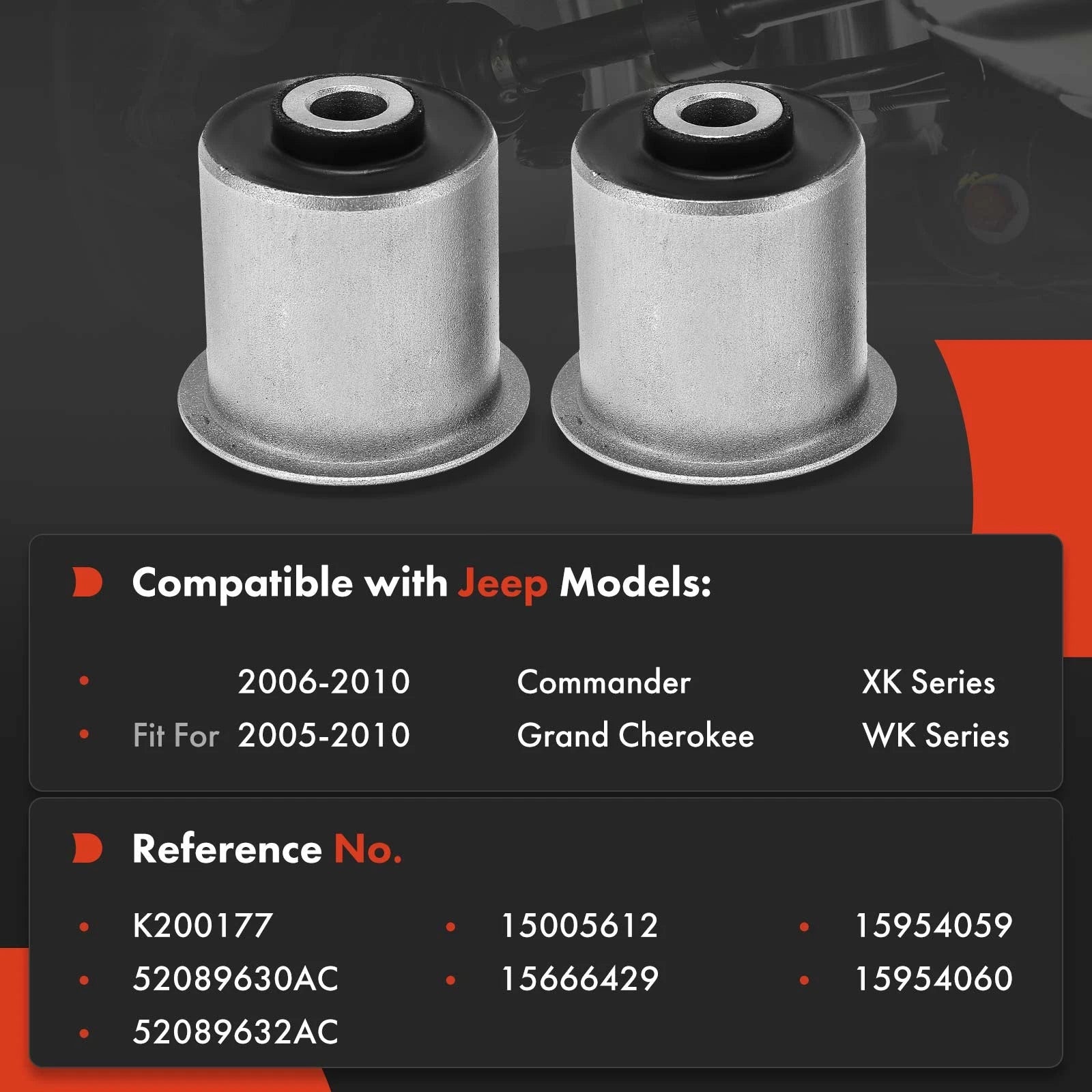 2X Rear Frame Bushings for Jeep Grand Cherokee (2005–2010)