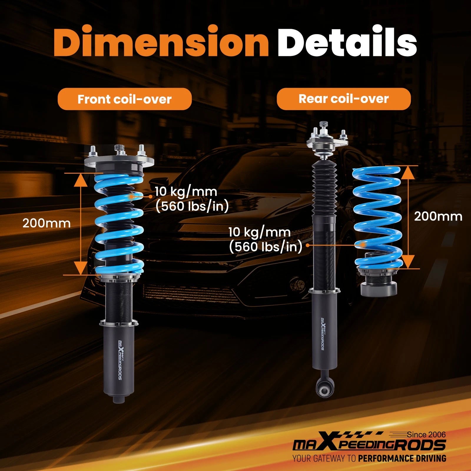 MaXpeedingrods T6 Coilovers 24 Level Damper Lowering Kit for Lexus IS (2014–2016)