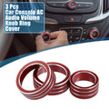 Set of 3 Console AC Audio Volume Knob Ring Covers for Chevy Malibu (2017–2022) Red