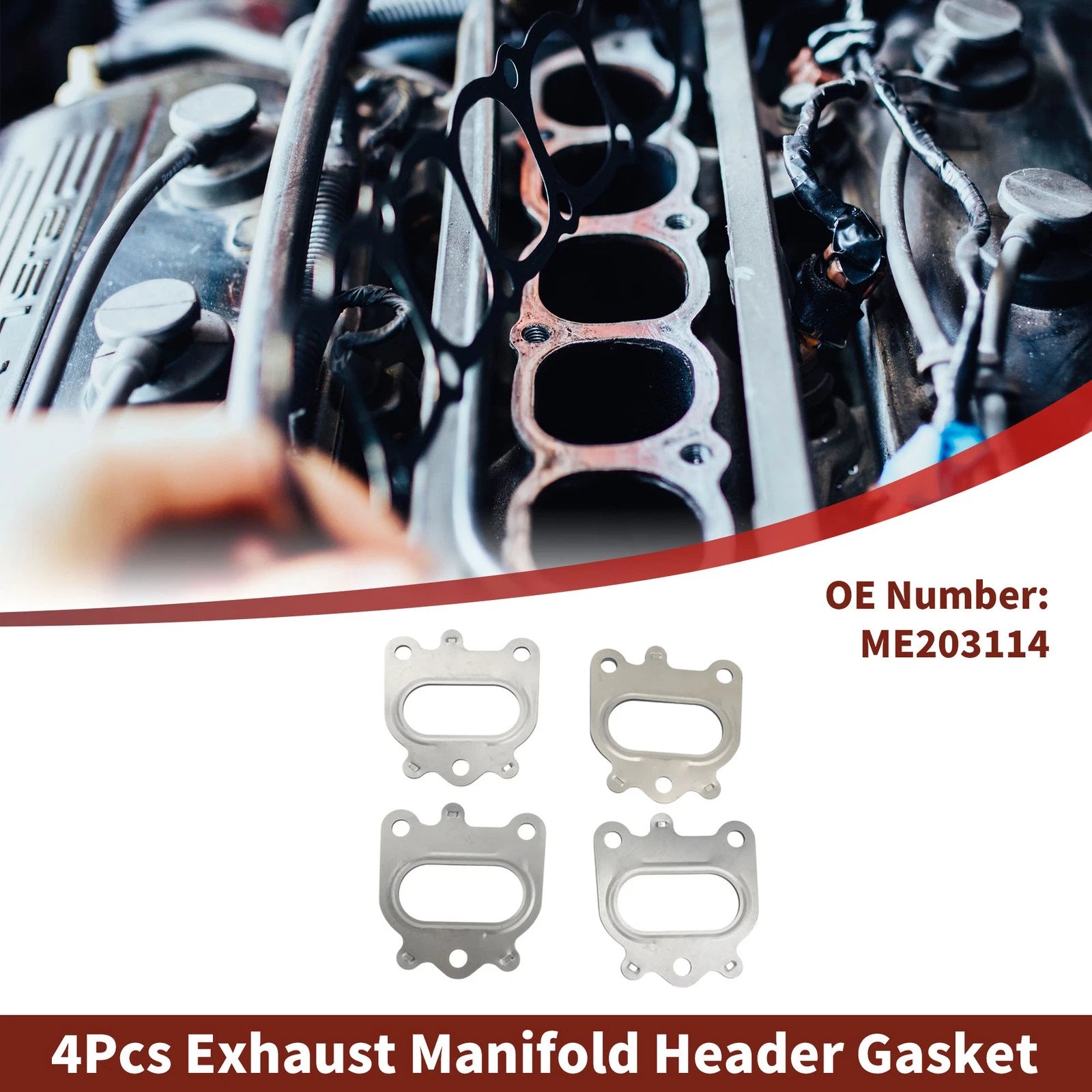 Set of 4 Exhaust Manifold Header Gaskets for Mitsubishi Pajero (1999–2006) No.ME203114