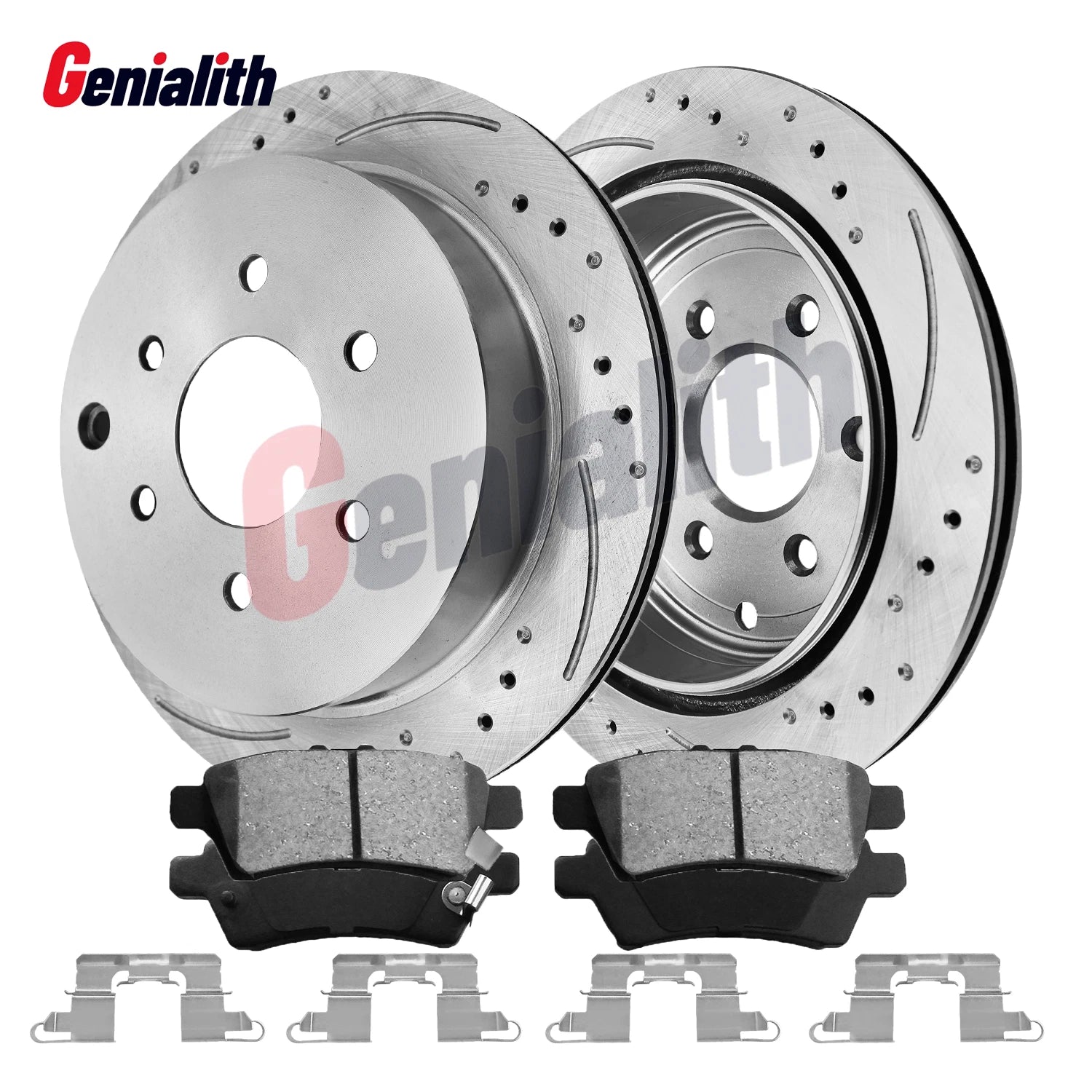 Set of 2 Rear Disc Rotors & Ceramic Brake Pads for Nissan Frontier/Xterra (2005–2019)