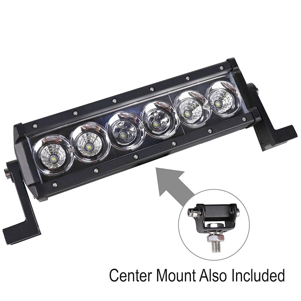 10-1/2" LED Flood Beam Light Bar, 4800 Lumens for Universal Fit