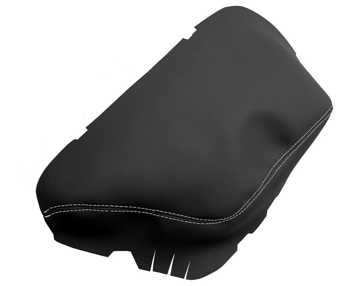 Leather Console Lid Armrest Cover for Dodge Challenger (2015–2020) White Stitch