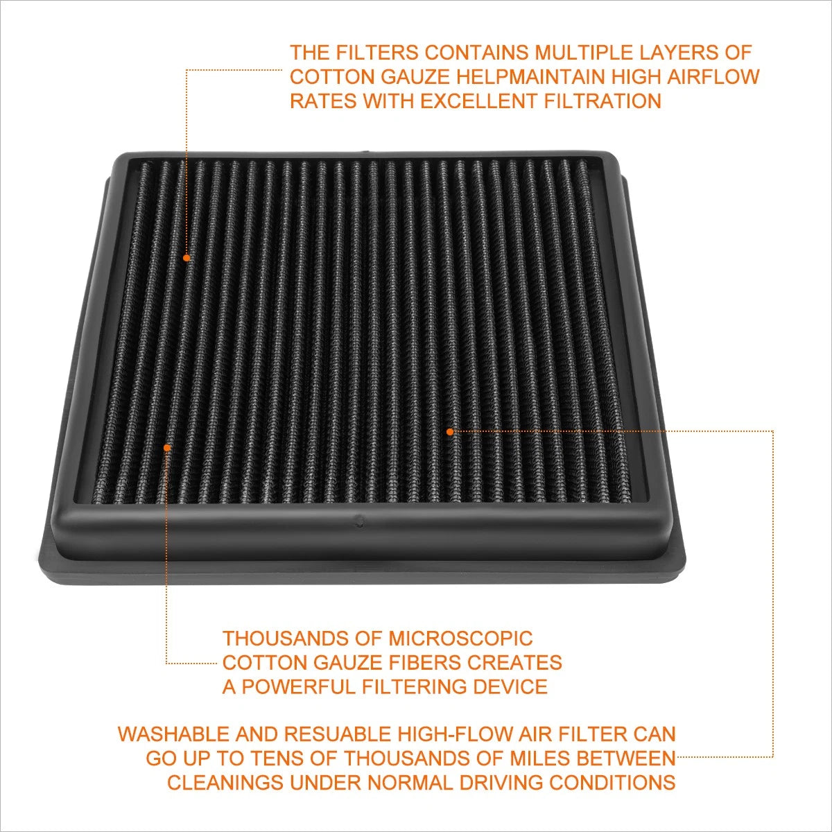 Reusable multilayer high flow air filter for Mitsubishi L200/Triton (2006–2015)