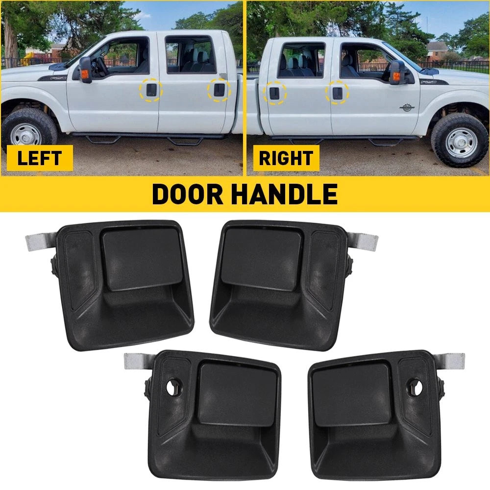 4X Black Exterior Door Handle Set for Ford F-250 F-350 F-450 F-550 (1999–2016)