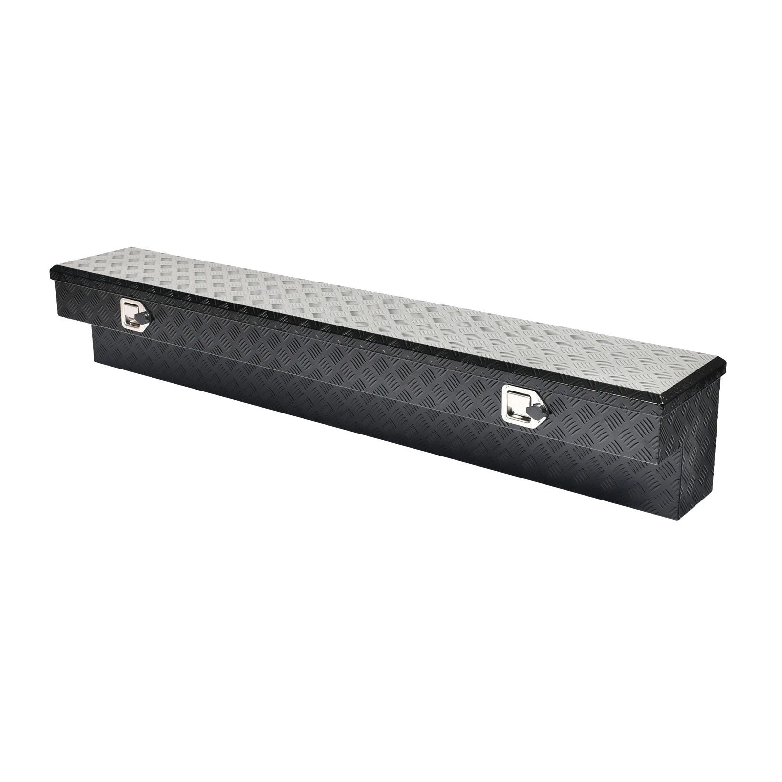 72" Gloss Black Aluminum Truck Side Tool Box Storage with Lock & Key