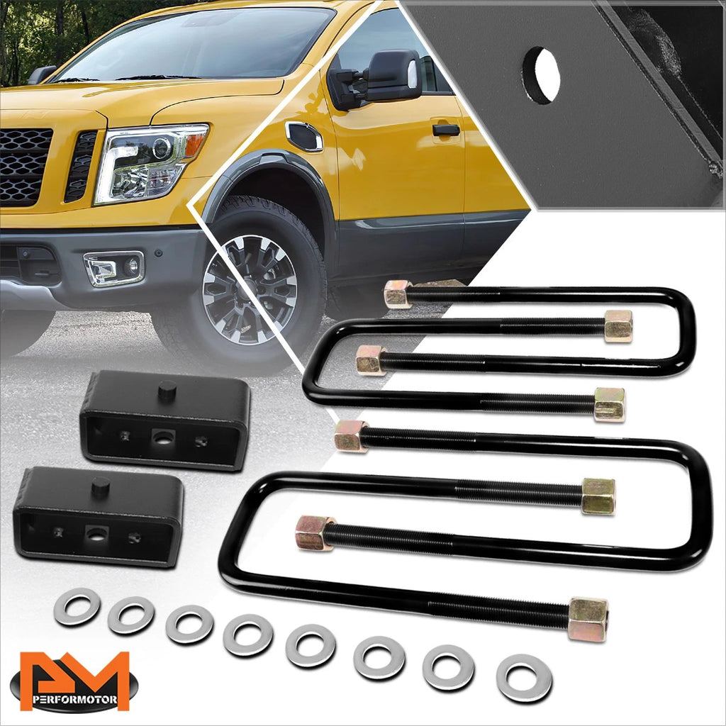 2" Leveling Tapered Rear Lift Blocks & U-Bolts for Nissan Titan (2004–2024)