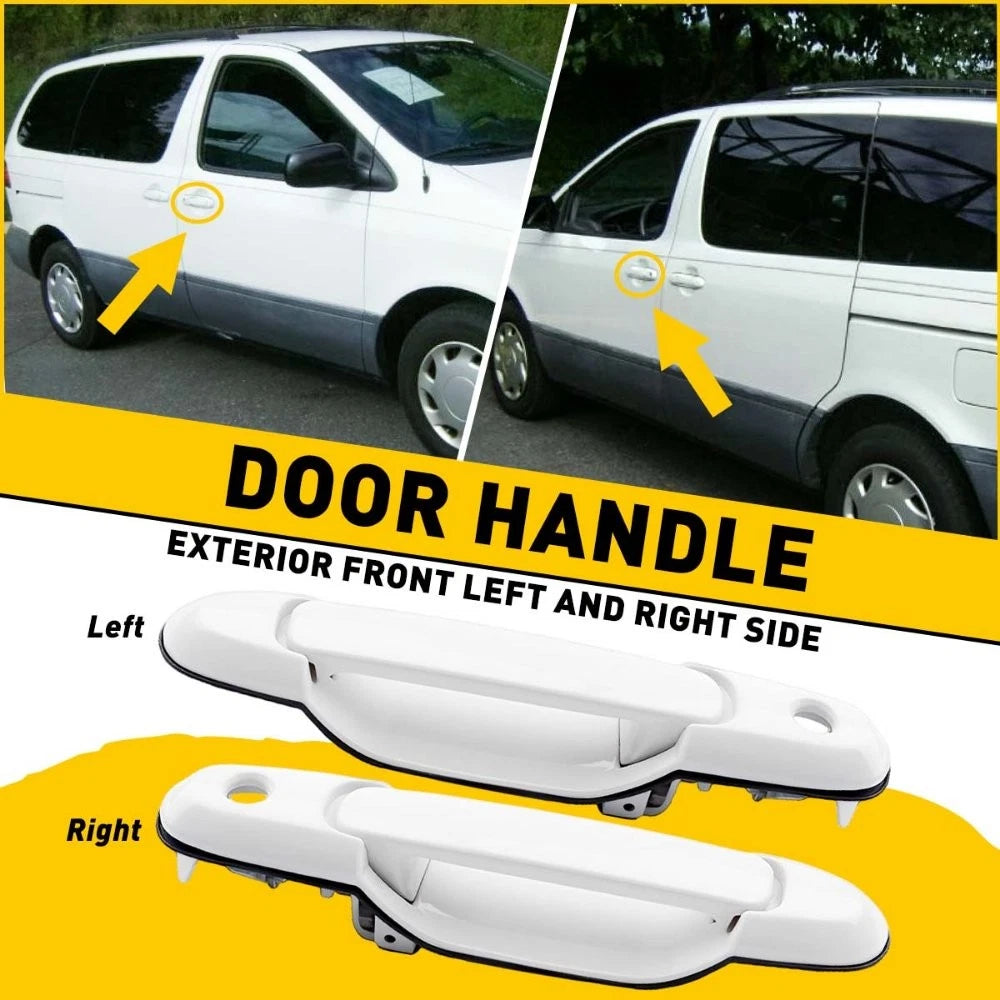 2X Outside Door Handle for Toyota Sienna (1998–2003) - White