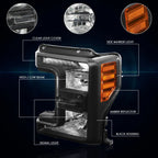 Headlight Lamps for Ford Super Duty (2017–2019) Black Housing Amber Corner