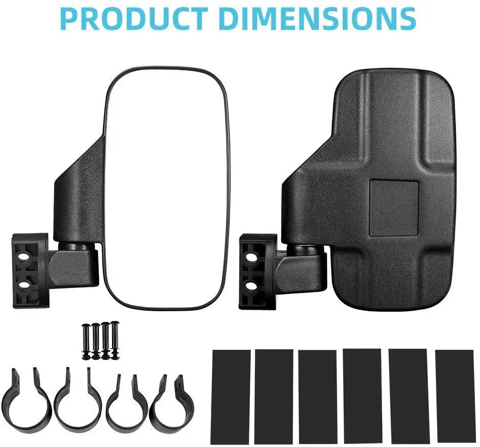 1.75" 2" UTV ATV Roll Bar Side Mirrors for Polaris RZR, Yamaha Rhino