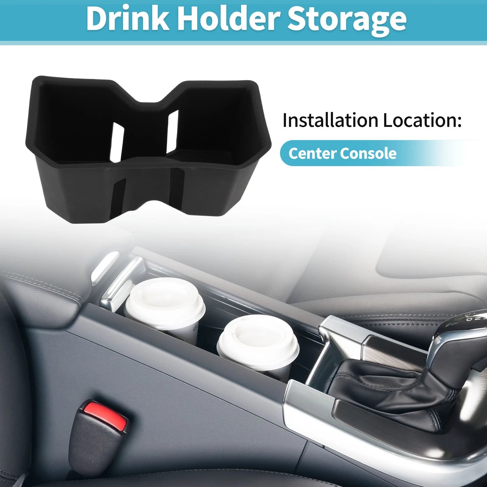 Center Console Cup Holder Organizer for Toyota Tundra (2022–2026) ABS Black