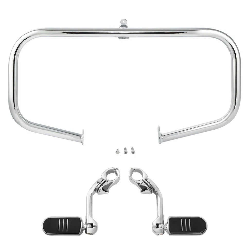 Highway Engine Guard Bar & Long Angled Foot Pegs for Harley Touring (2009-2024)