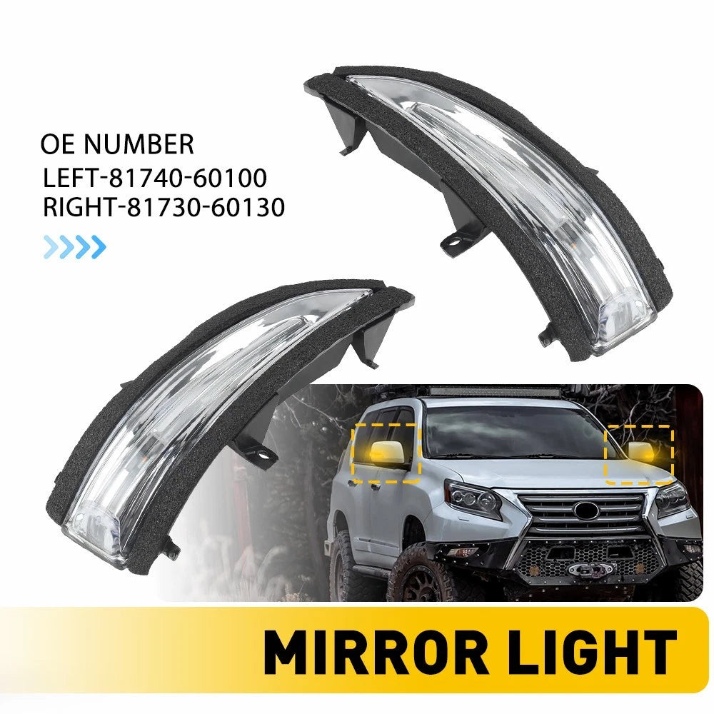 2X Amber Side Mirror Turn Signal Light for Lexus LX570 GX460 (2010–2023)
