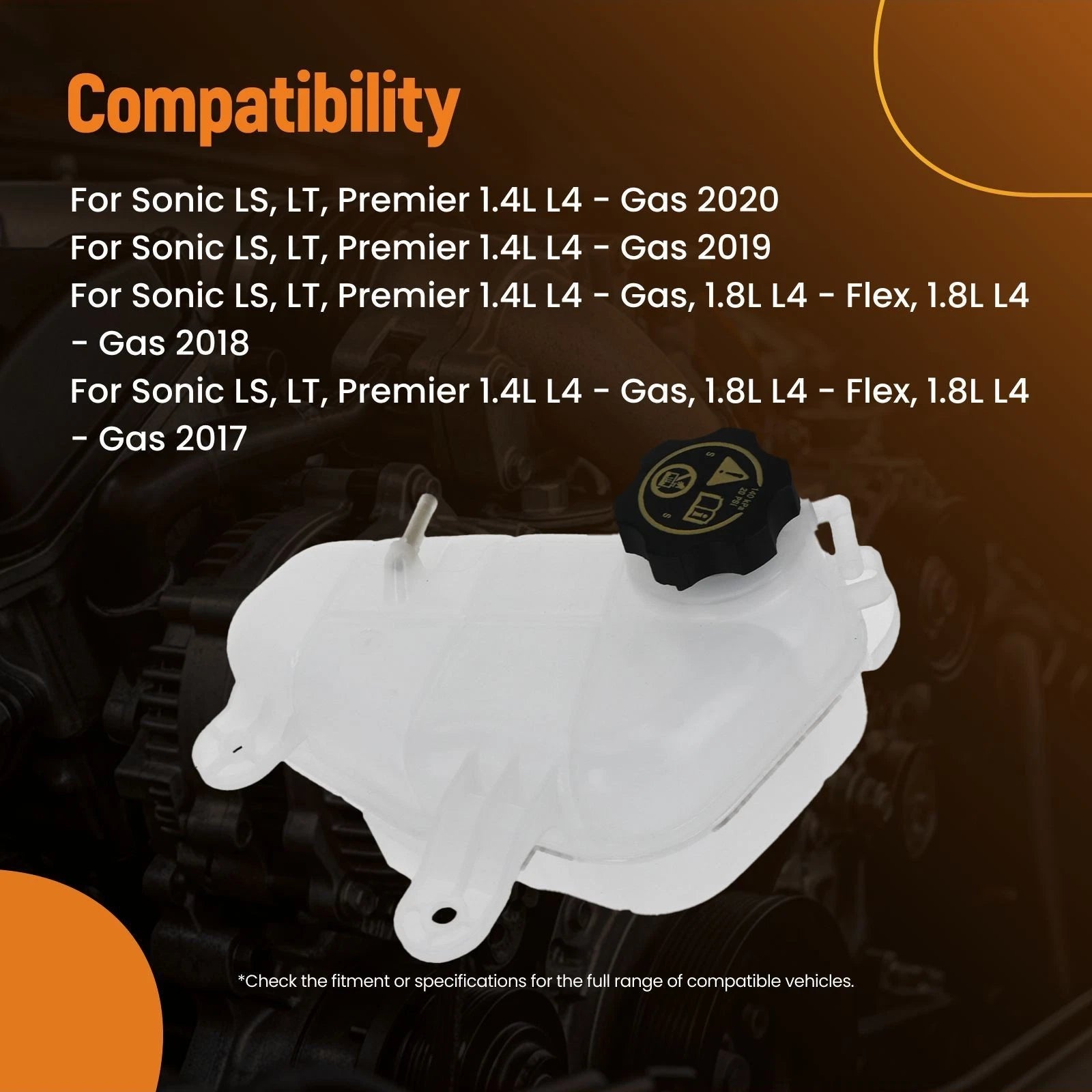 Coolant Recovery Tank with Cap for Chevy Sonic (2012-2020)