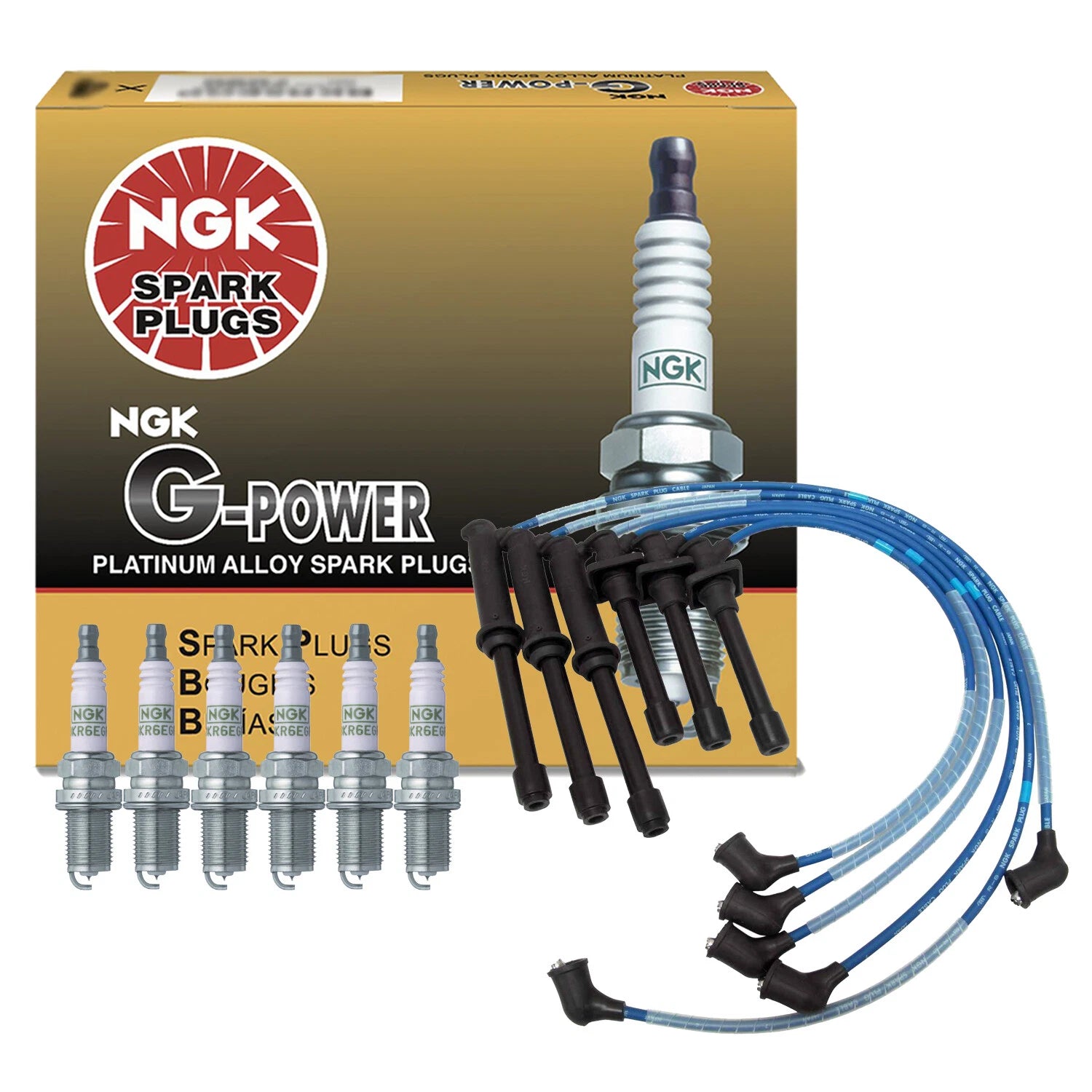 Set of 6 NGK G-Power Platinum Spark Plugs for Mazda MX-3 (1992–1998)