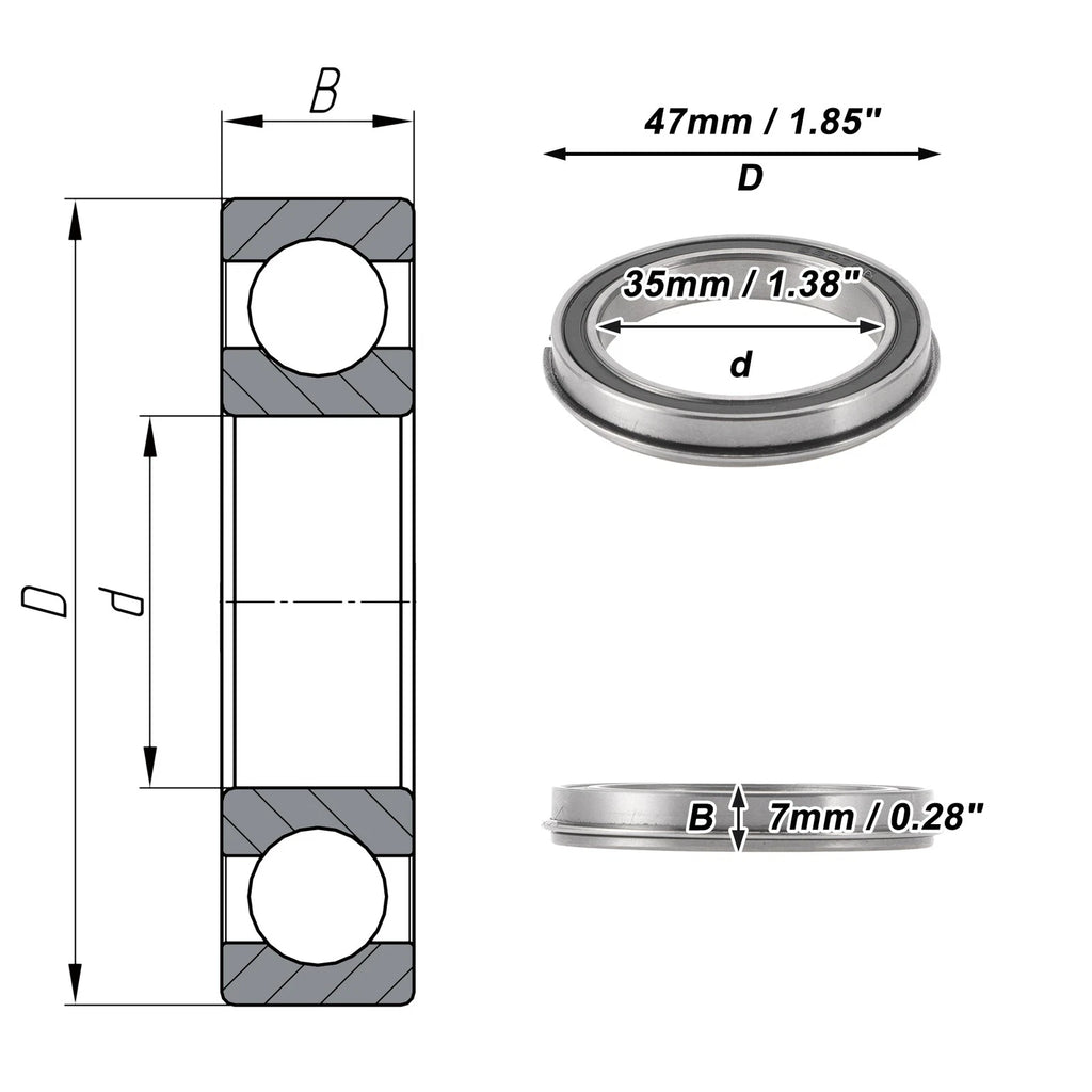 Deep Groove Ball Bearing 35x47x7mm for Scooter Skateboard (6807NR2RS)