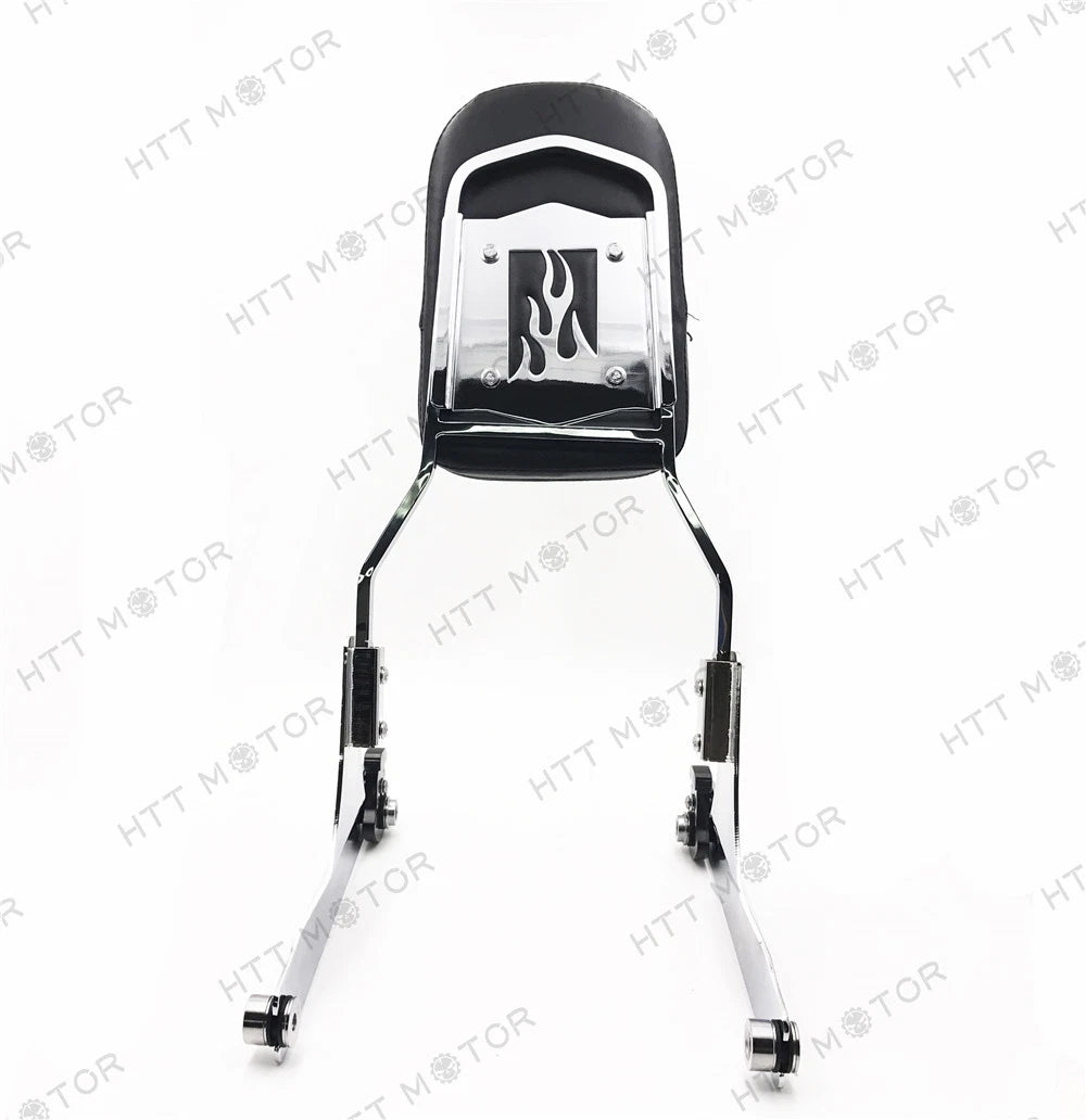 Chrome Flame Detachable Sissy Bar Backrest & Luggage Rack for Harley Softail
