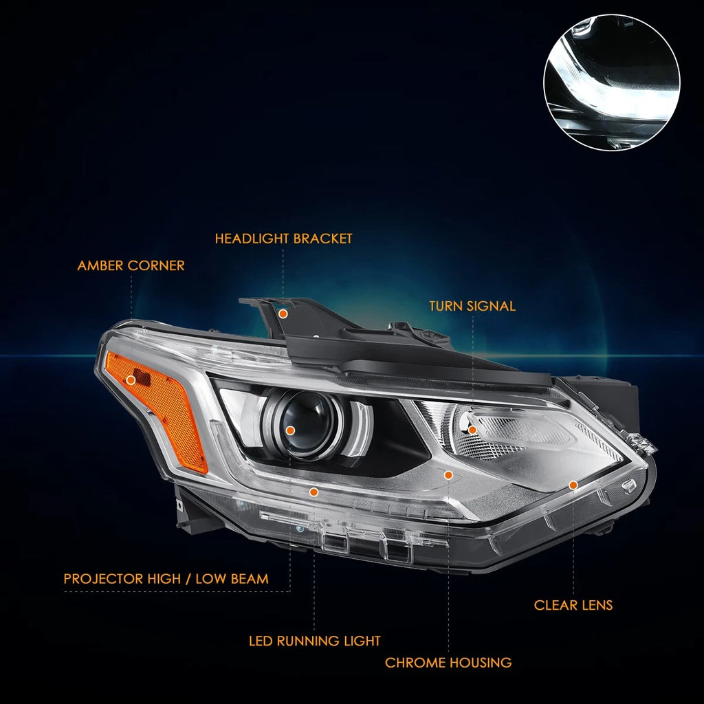 Right Side HID Projector Headlight Chrome for Chevy Traverse (2018–2021)