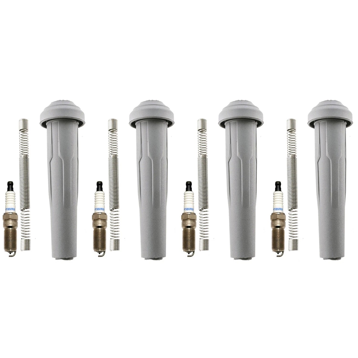 Set of 4 Denso Double Platinum Spark Plugs & Coil Boots for Ford Escape, Lincoln MKZ