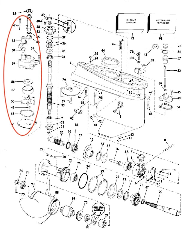Water Pump Repair Kit for Evinrude Johnson 35-60 HP Outboard