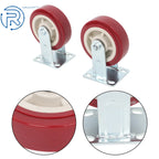 Set of 4 Red 6-Inch PU Casters with Brakes