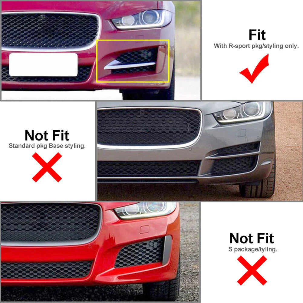 Black Front Bumper Outer Grill Covers for Jaguar XE R-Sport (2015-2019)