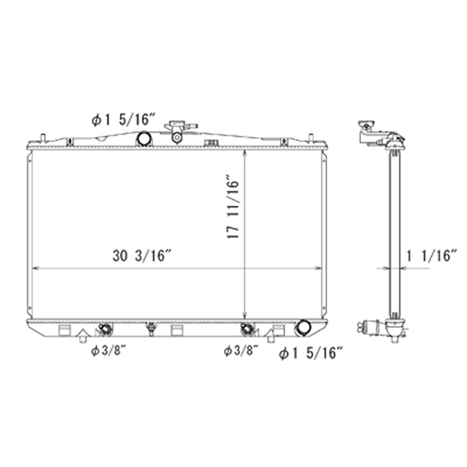Replacement Plastic/Aluminum Radiator w/Air Conditioning (See Compatible Chart)