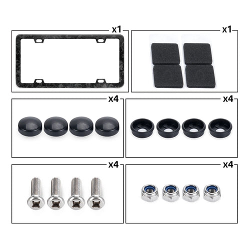 1 Pair Forged Carbon Fiber License Plate Frame Cover for Universal Fit