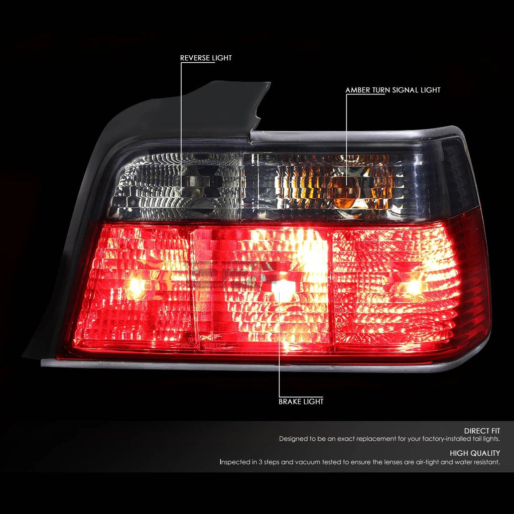 Set of 2 Smoked Tail Brake Light Reverse Lamps for BMW E36 318i 325i 328i (1992–1998)