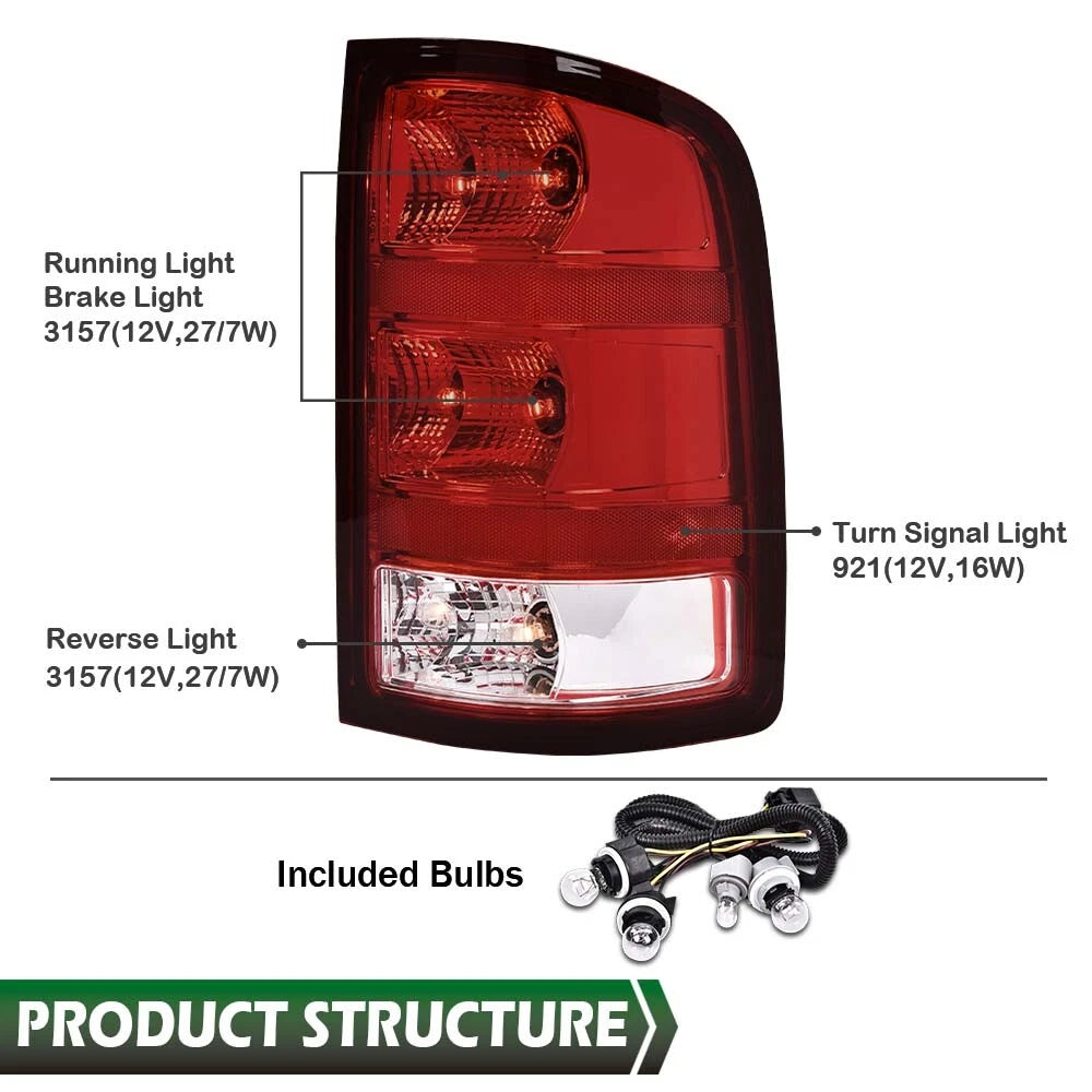 Rear Tail Light Brake Lamp for GMC Sierra 1500 2500 3500 (2007–2013)