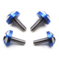 Set of 4 Silver Tone Blue Alloy License Plate Bolts 6mm for Universal Fit