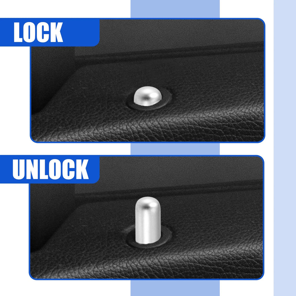 Set of 2 Door Lock Rod Knob and Button Cover for BMW 328i 335i (2007–2013) Silver Tone
