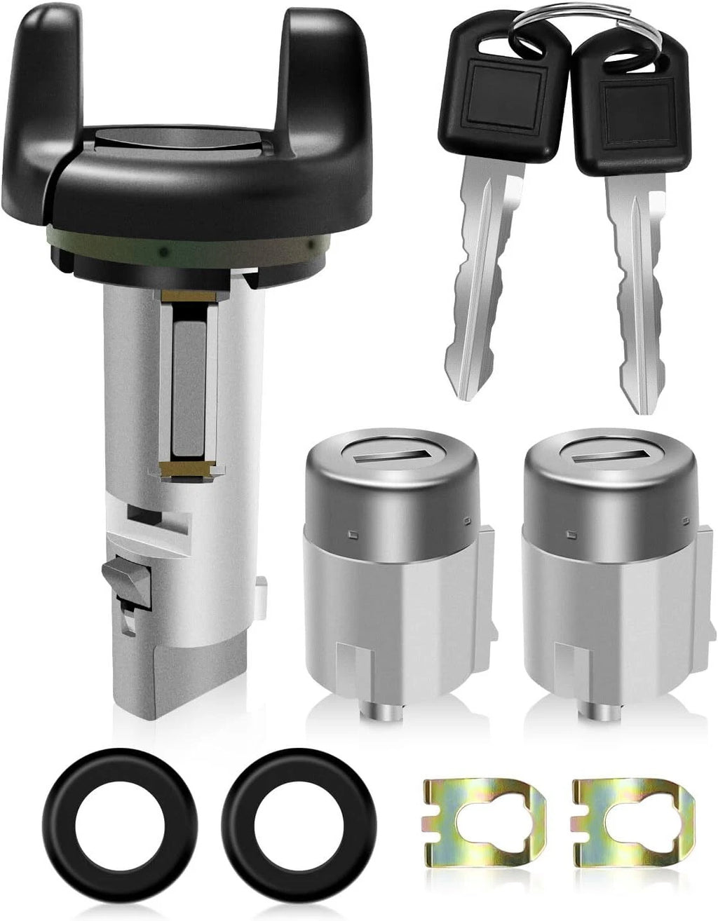 Ignition Switch Lock Cylinder Set with 2 Door Lock Cylinders & 2 Keys for GMC Chevy