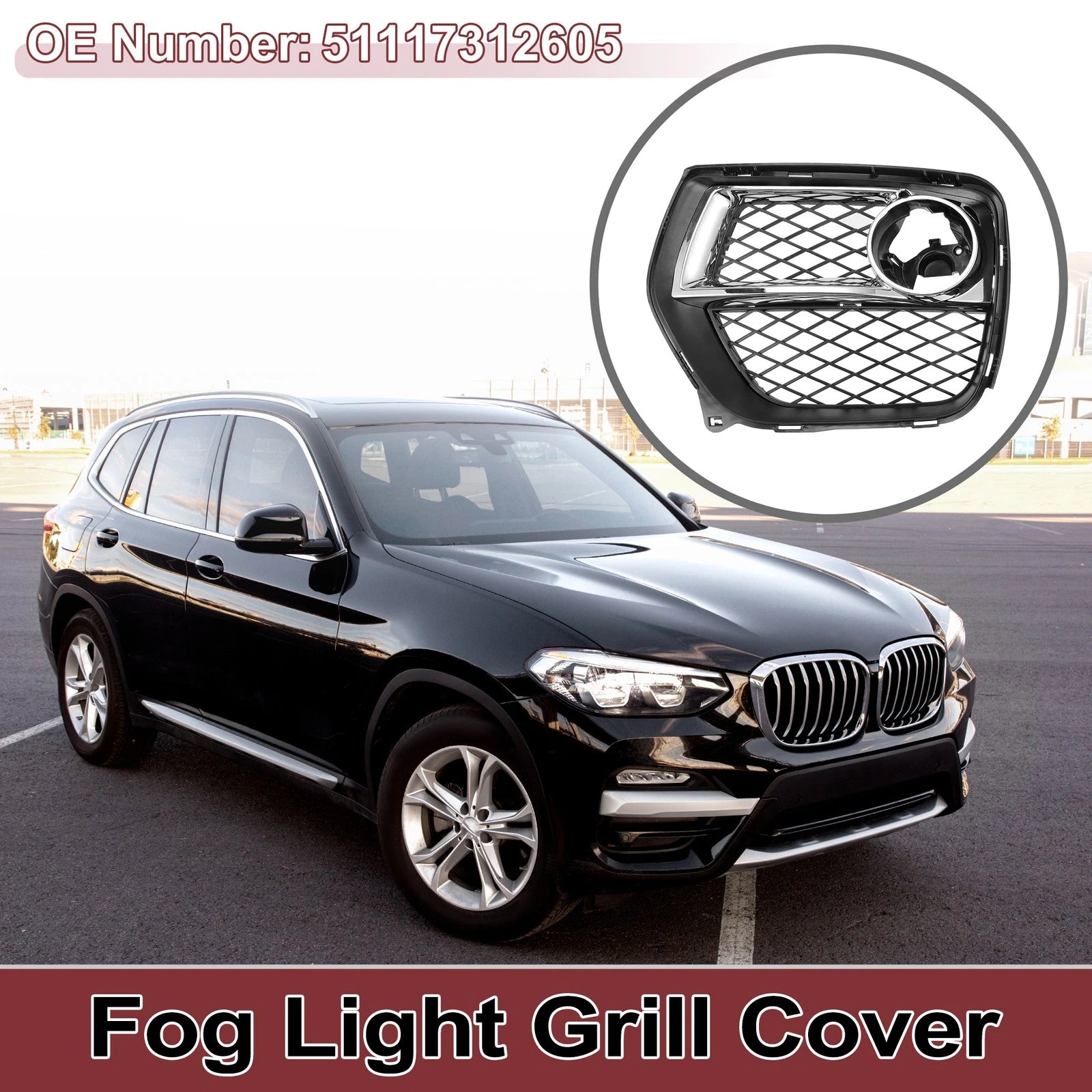 1 Pc Fog Light Grill for BMW X6 (2012–2014) No. 51117312605
