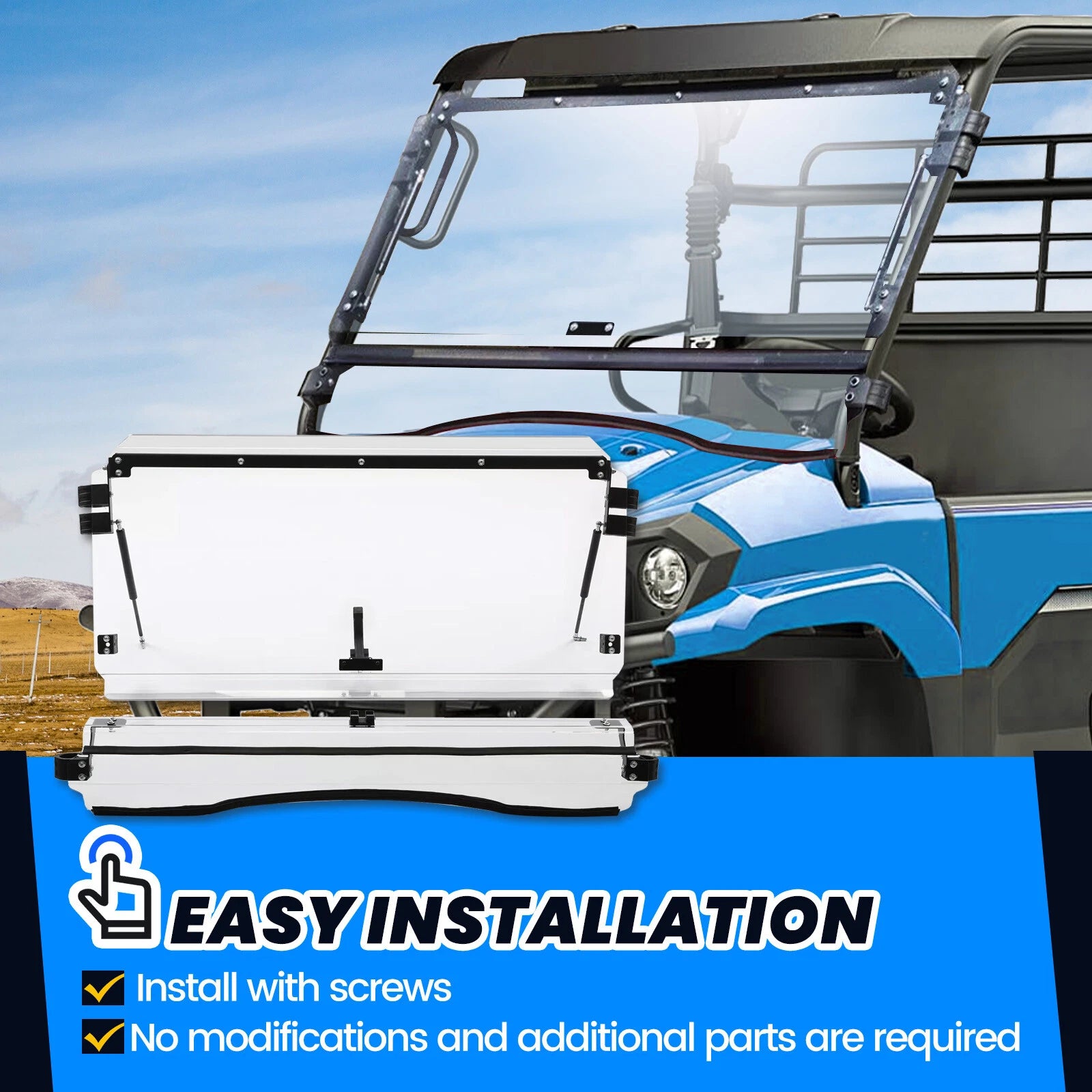 Front Flip Windshield for Kawasaki Mule Pro MX (2019–2024) - Scratch Resistant Clear Polycarbonate