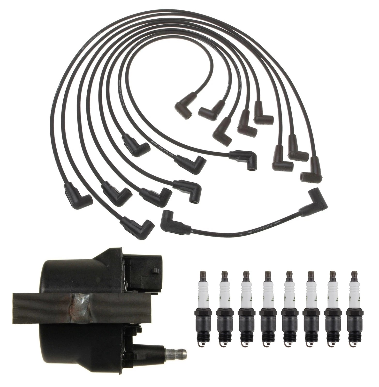 Ignition Wires Coil & 8 Spark Plugs Kit for Chevrolet GMC 5.7L V8 (1996–2002)