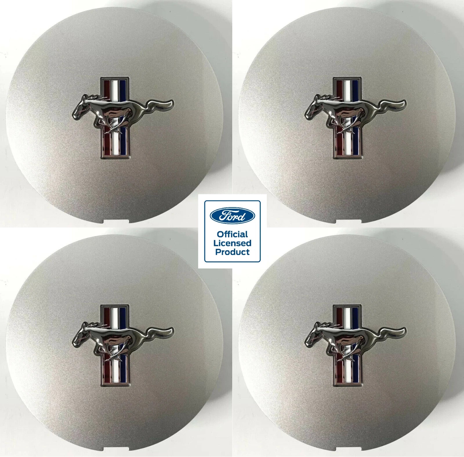 Wheel Center Hub Caps Set for 1991–1993 Ford Mustang 4pcs Tri-Bar Pony Logo