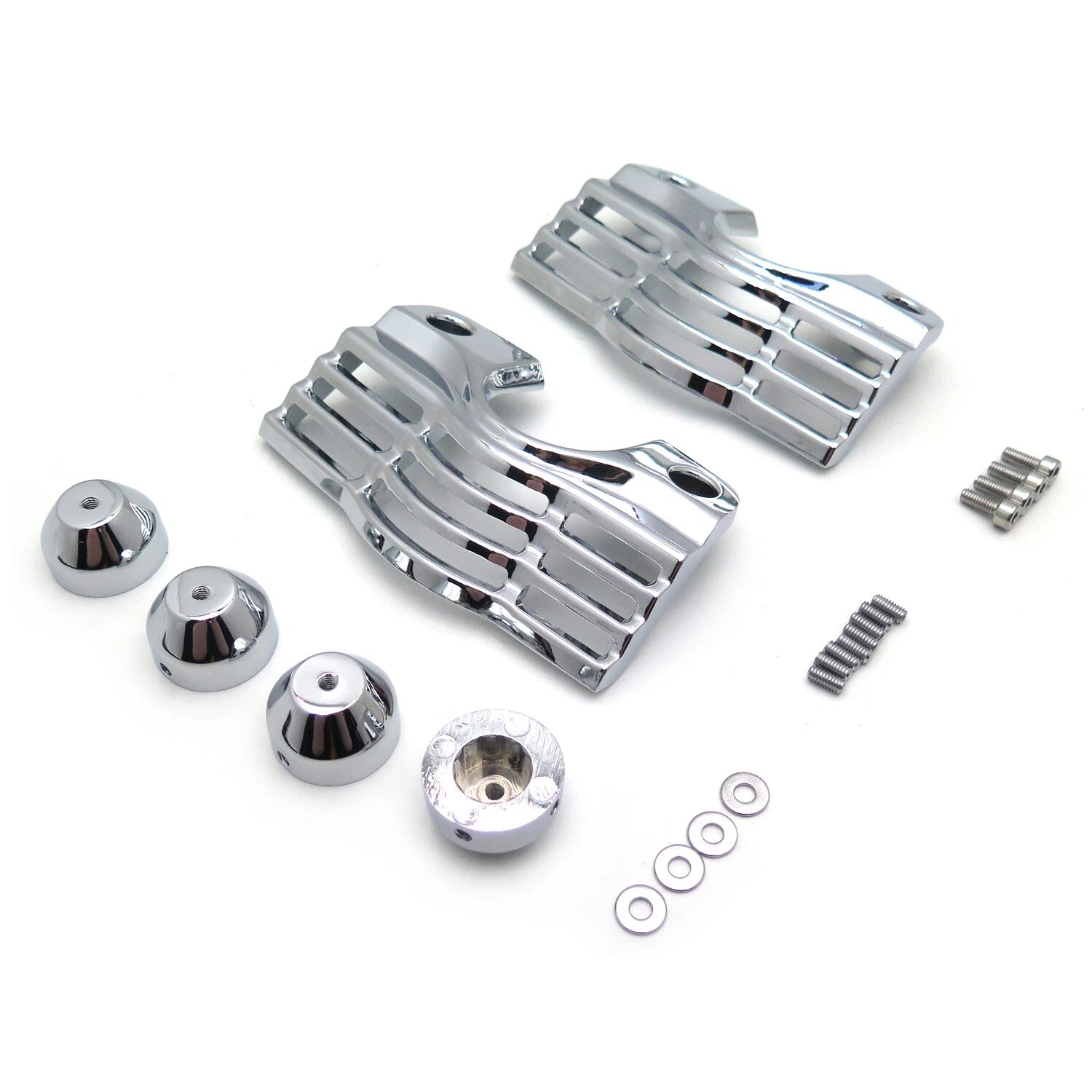 Chrome Finned Slotted Head Bolt Spark Plug Covers for Harley Touring (2009–2023)