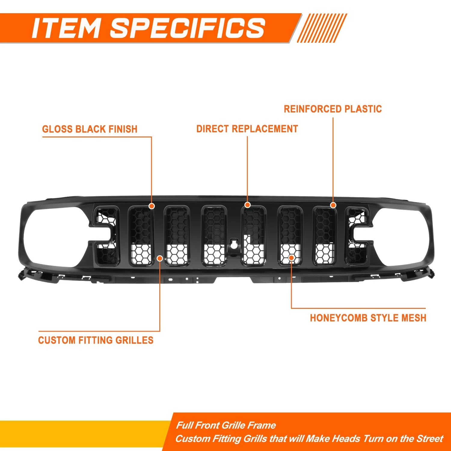 Honeycomb Mesh Front Bumper Grille Cover for Ford Bronco Sport (2021–2025)