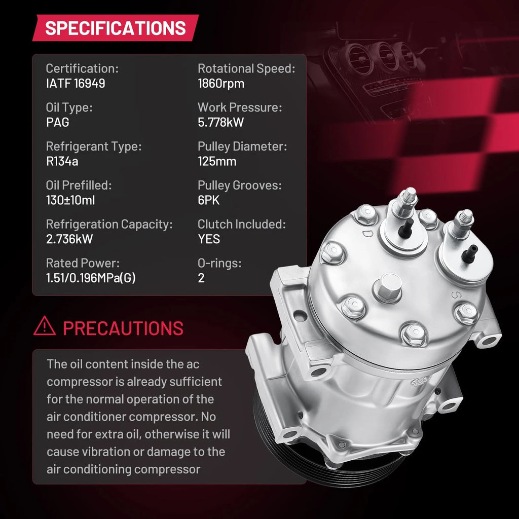 A/C Compressor for International 7400 2002–2010, 4200 2002–2006, 7500 2002–2005 CO4815C