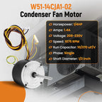 Reversible Condenser Fan Motor 1/4 HP 208-230V W51-14CJA1-02