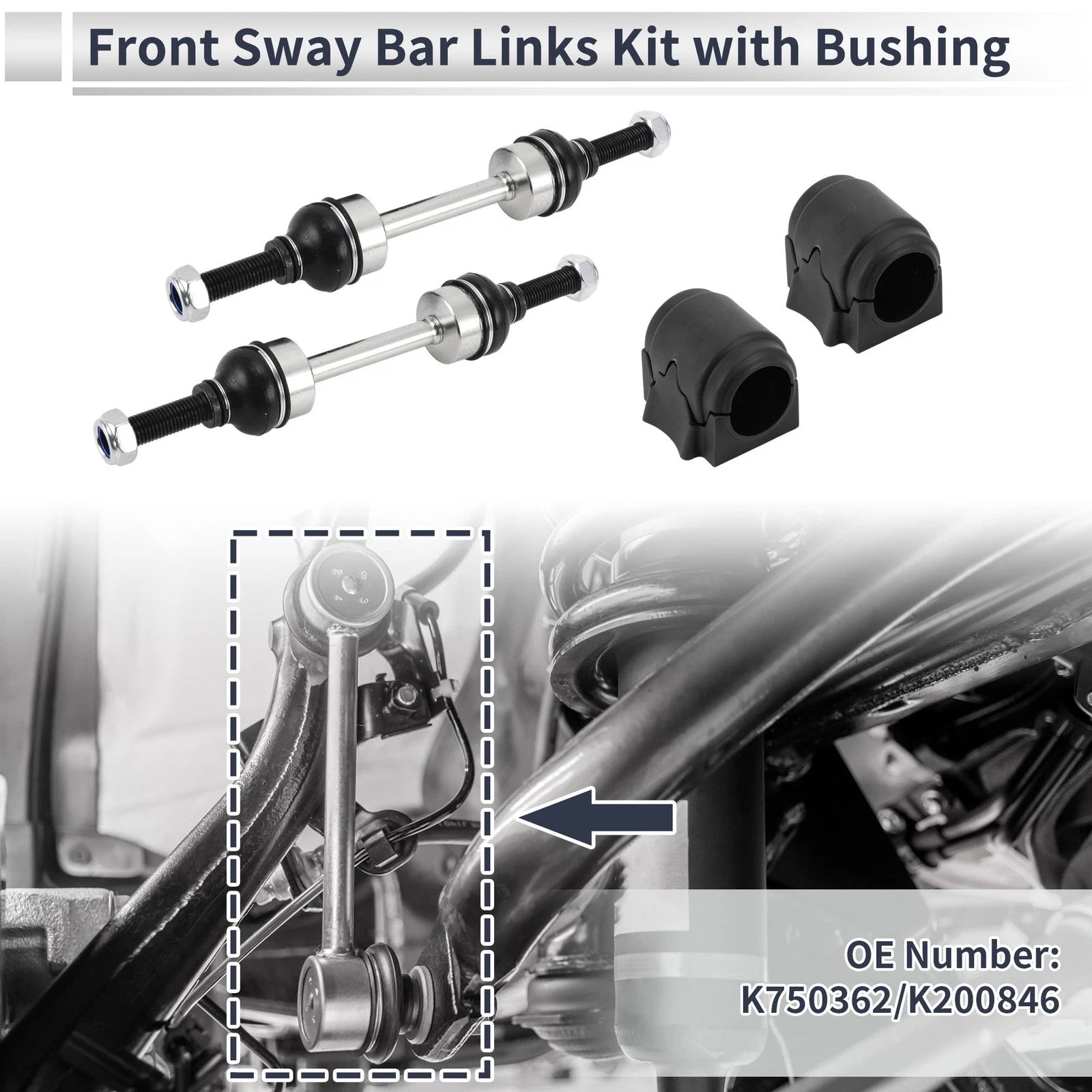 Front Stabilizer Bar Links with 2 Pcs Bushing for Ford F-150 (2009–2014) No.K750362