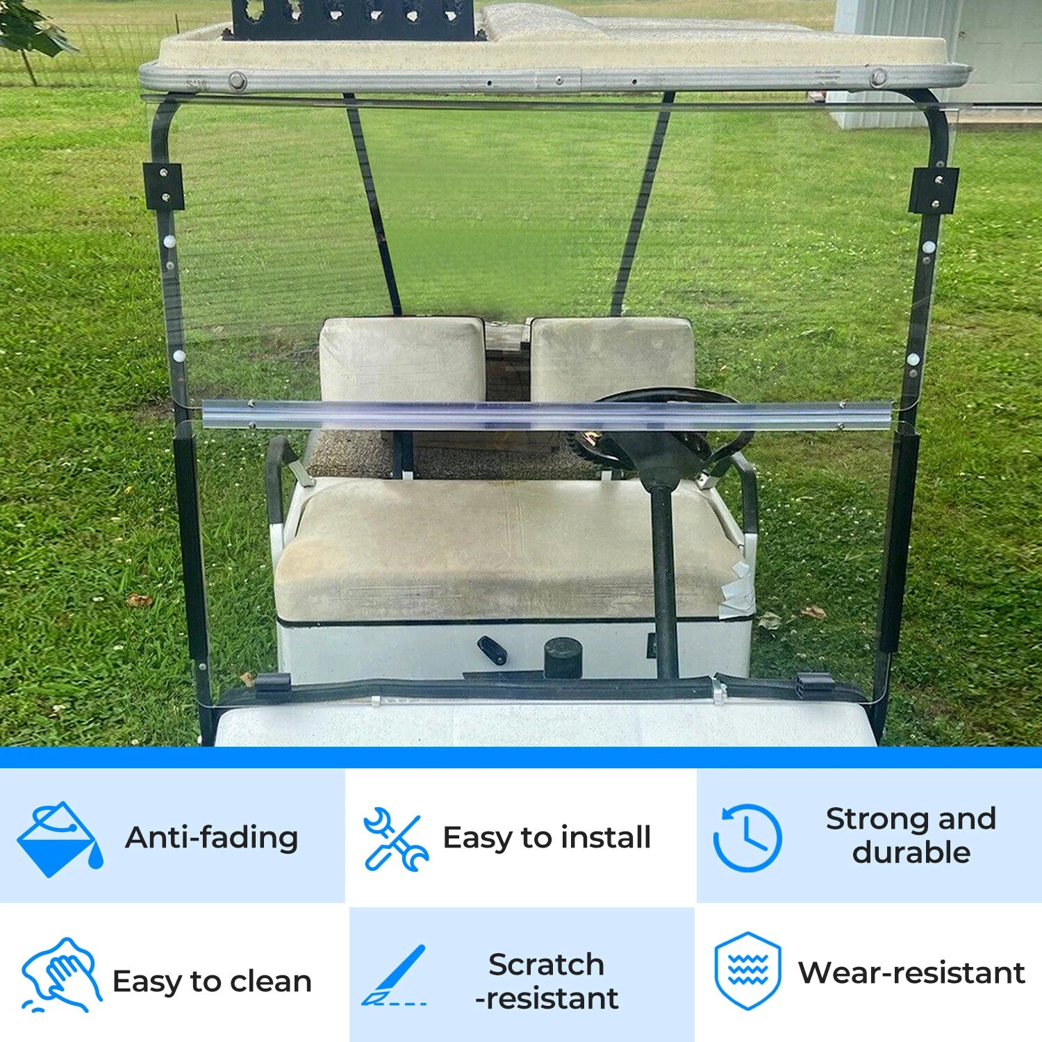 Windshield for EZGO Marathon Golf Cart (1986–1994.5) Clear