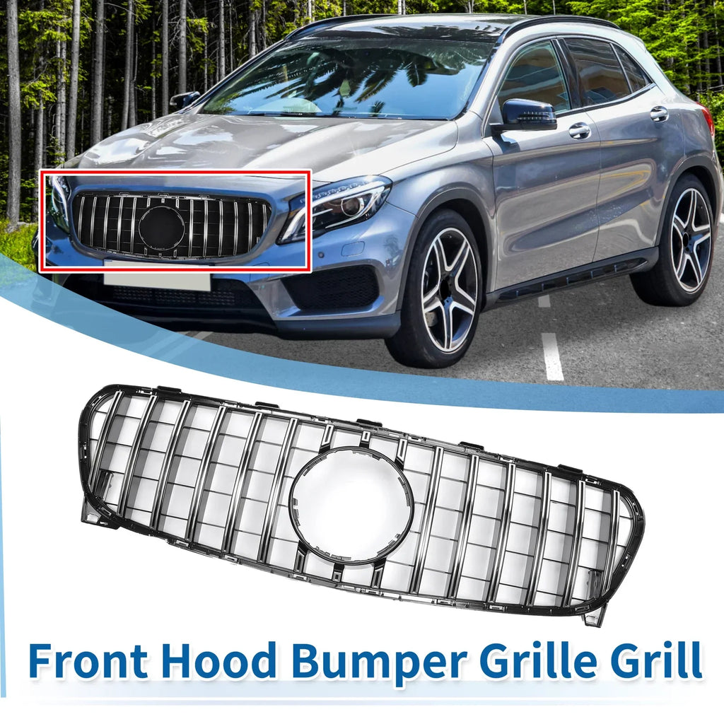Front Upper Bumper Grille for Mercedes-Benz GLA Class Chrome Silver (2015-2023)