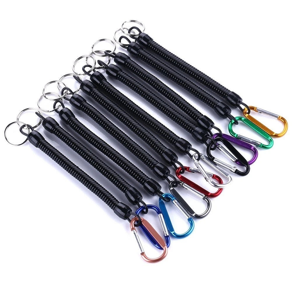 Security Key Chain Holder with Safety Coil Rope and Clip Hook for